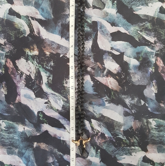 Mala Style Black Lava Stone Necklace - Picture 4 of 4